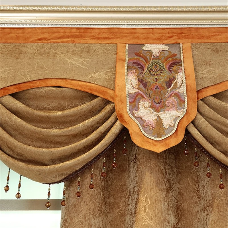 Роскошные коричневые европейские готовые занавески с вышивкой на заказ для
