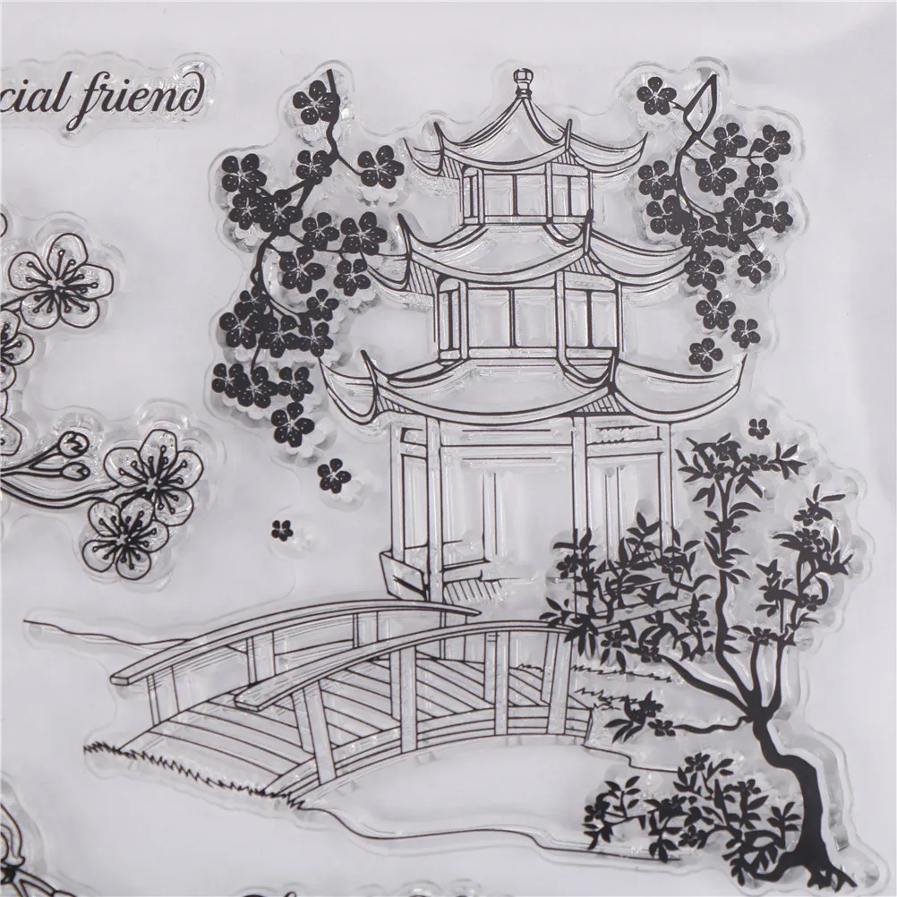 1 шт. прозрачные павильоны деревья цветы бабочки фотобумага для рукоделия