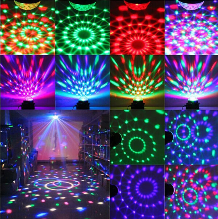 Crystal Magic Ball Led Stage Lamp Remote control RGB stage lights rotating colorful Lighting Disco Laser Light Party | Освещение