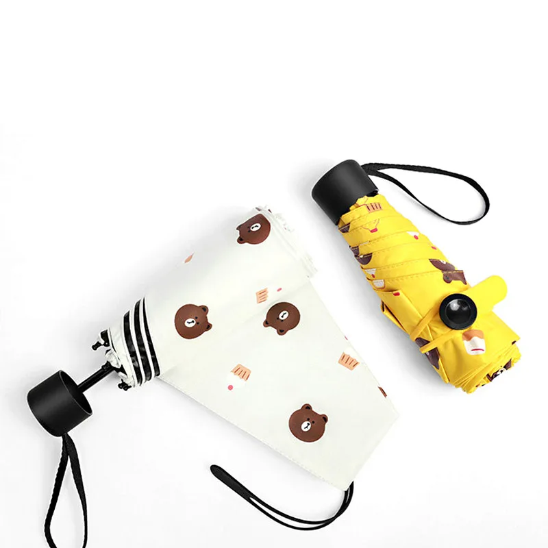 Yesello Bear Карманный Зонтик для женщин мини карманные зонтики Предотвращают УФ непромокаемый складной Дамский маленький пять складной зонт для дождя и солнца распродажа