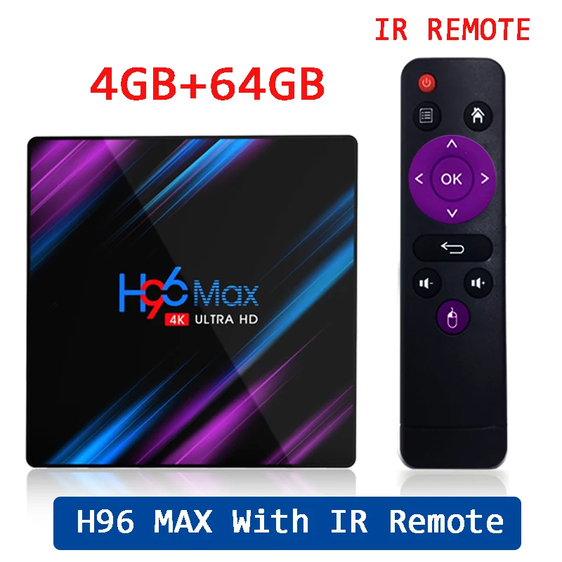 4GB 64GB H96 MAX 9,0 Android tv Box Rockchip RK3318 4 Гб ОЗУ 64 Гб H.265 4K голосовой помощник Google Netflix Youtube 2G 16G медиаплеер - Цвет: 4GB 64GB
