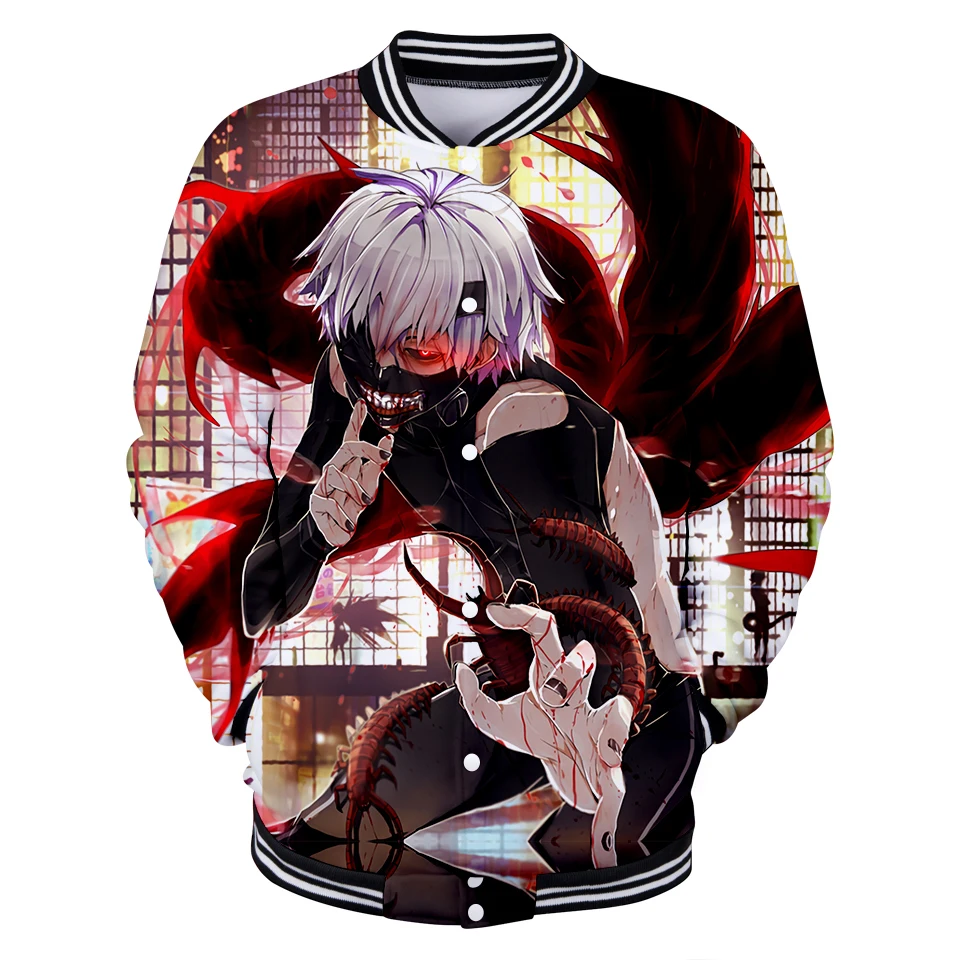 Новый 3D принт с надписью tokyo ghoul Kawaii бейсбольная куртка длинным рукавом Для мужчин
