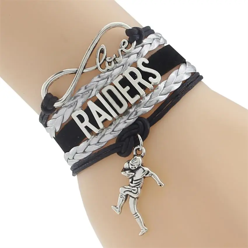 Ручная плетеная тесьма и многослойный хит продаж Черный Серебряный кожаный шнур