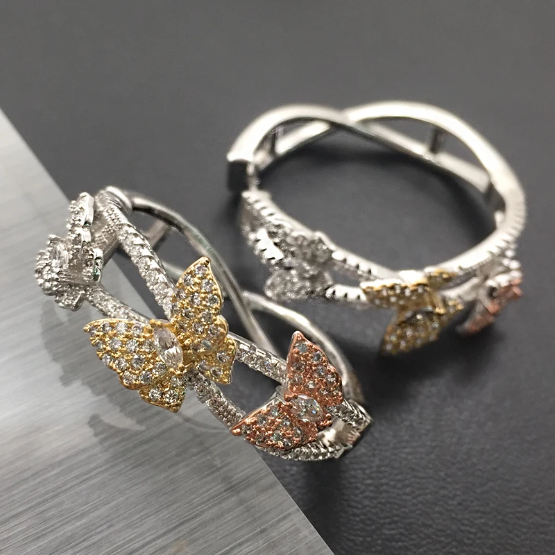 

Lanyika модные ювелирные изделия Роскошные бабочки крест полые ушные петли покрытые Свадебные обручальные популярные серьги ежедневный лучши...