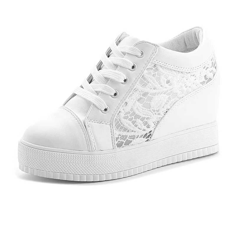 Модная женская обувь на танкетке увеличивающая рост повседневная кроссовки