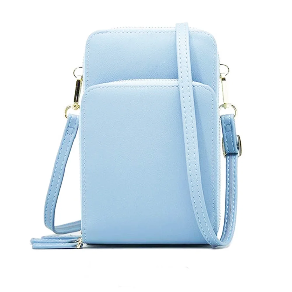 light blue Кожаная сумка через плечо для женщин, студенческий кошелек со съемным ремешком LT88 - Цвет: light blue