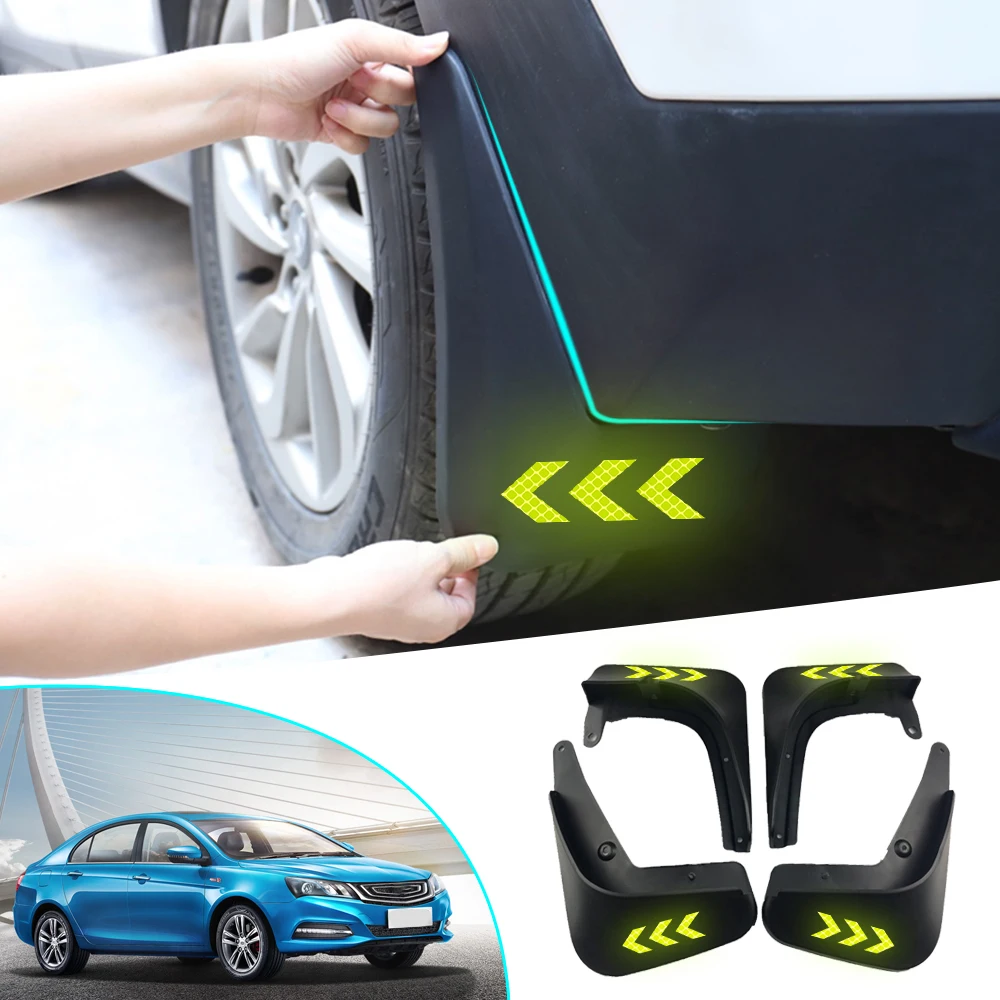 

Car Front Rear Mud Flaps Splash Guards MudguardsSafety Reflective Warning Mudflaps For Fender Flares For Geely Emgrand 2018
