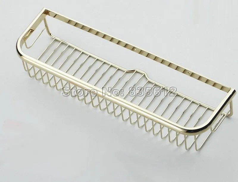 

450mm Gold Color Brass Wall Mounted Single Tier Soap / Sponge Shower Storage Basket / Bathroom Accessory Wba096