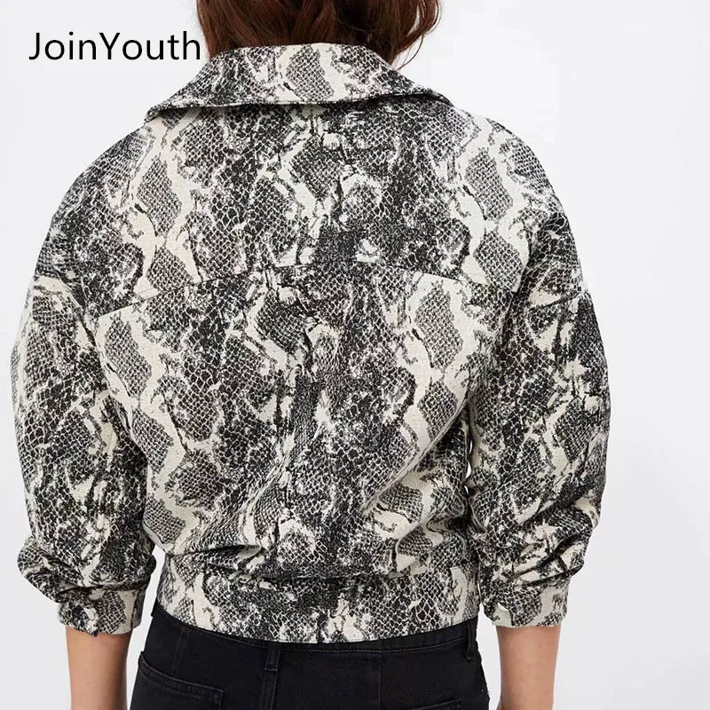 JoinYouth Женская модная Осенняя стильная куртка со змеиным принтом женская
