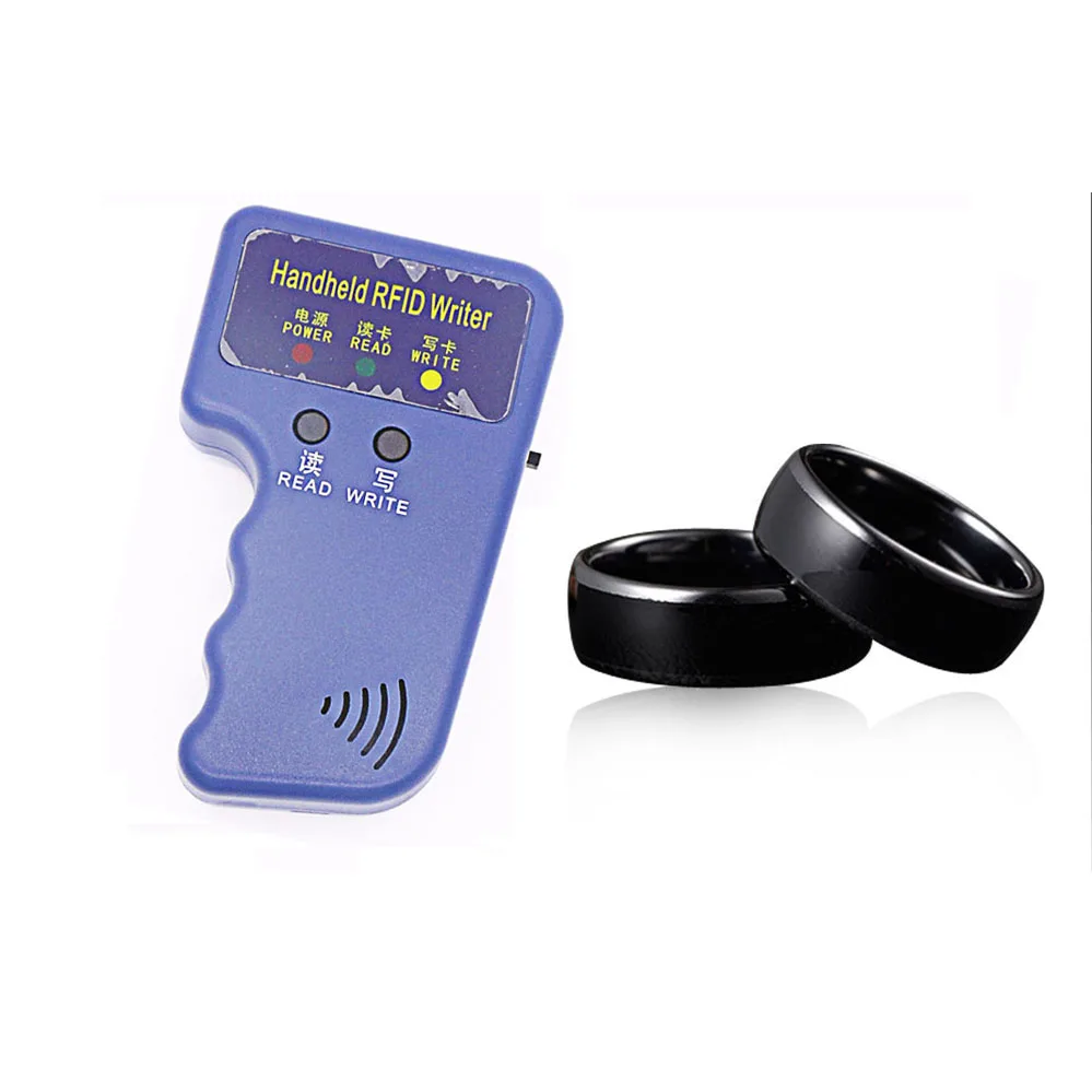 copier add ring 18mm Ручной 125 кГц EM4100 RFID Копир писатель Дубликатор Программист считыватель+ ID125Khz RFID черная керамика Смарт палец кольцо износ - Цвет: copier add ring 18mm