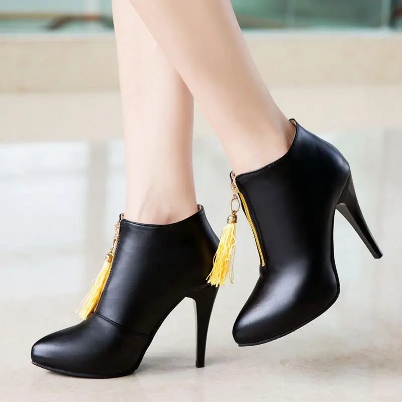 Женские короткие ботинки на высоком каблуке с острым носком размеры 30-50 | Обувь