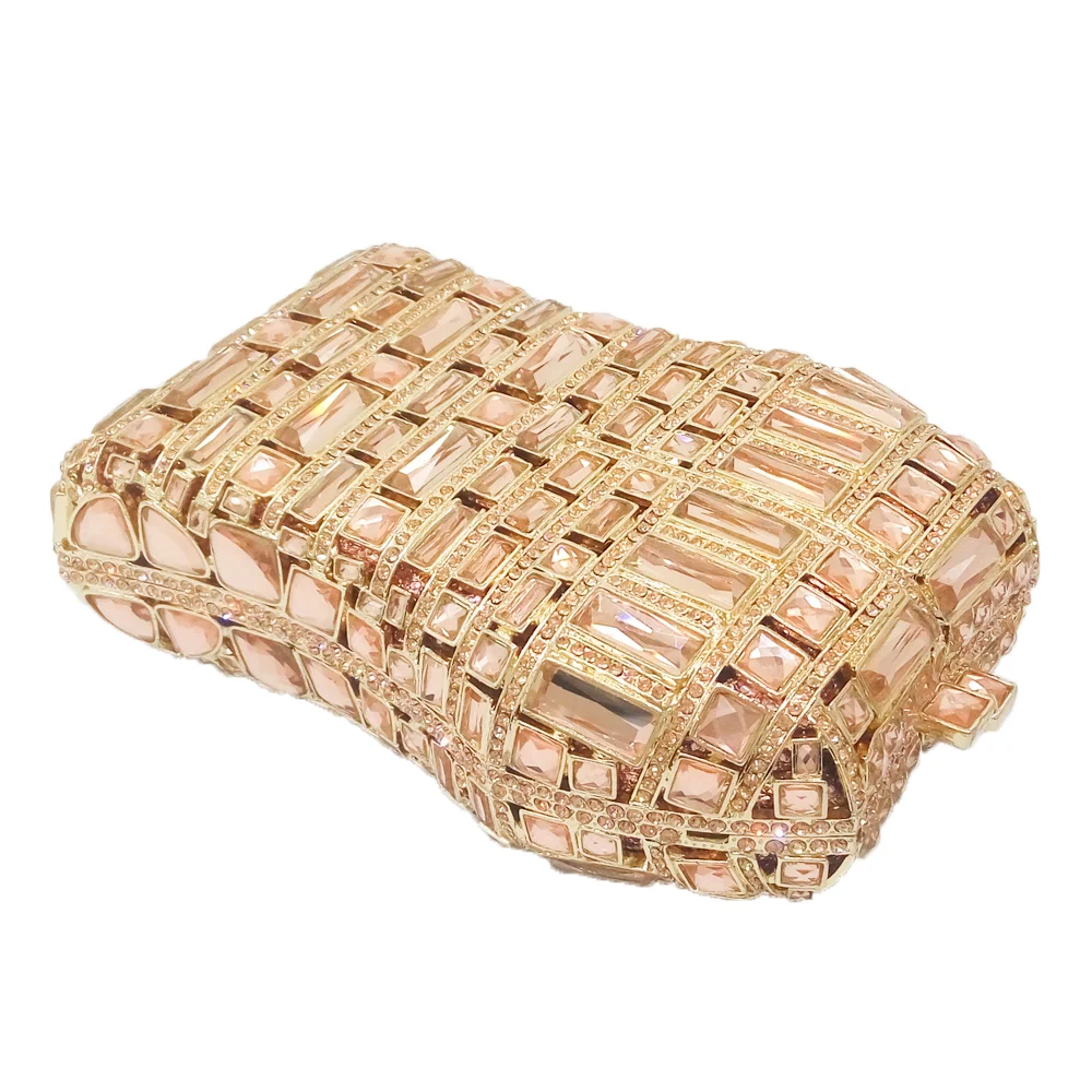 Цвет шампанского персиковый с кристаллами клатч вечерние сумки для женщин