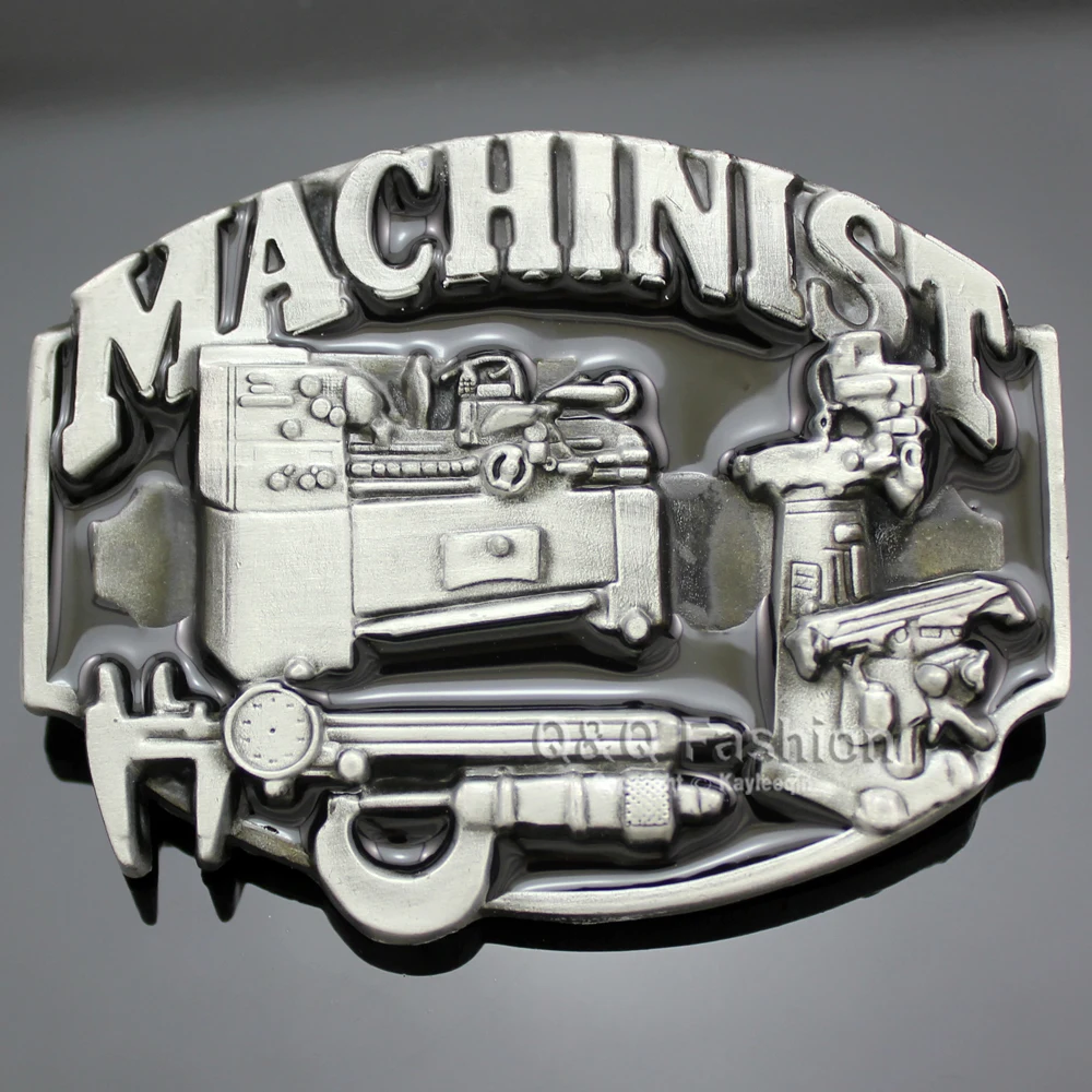 

New Fashion Belt Buckle Vintage Silver Plated 3D Machinists Working Machinery Tools Trades Union Men Gift Jewelry