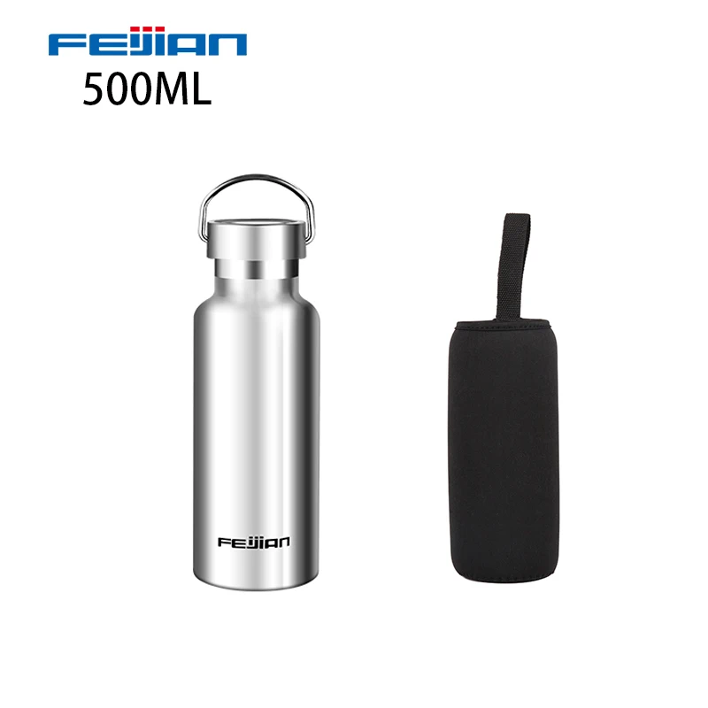 500ml Feijian, спортивный термос, бутылка из нержавеющей стали, изолированная, для улицы, бутылка для питьевой воды, вакуумная колба, для путешествий, чайник, шейкер - Цвет: 500ml