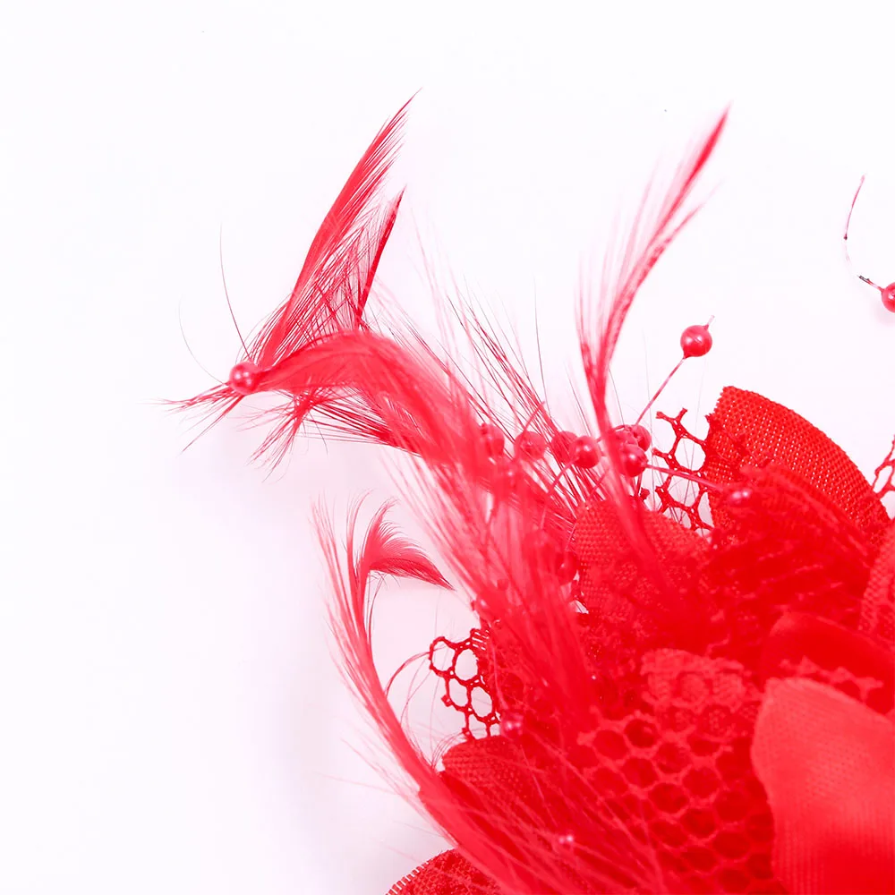 8 Colors Unisex Flower Feather Bead Corsage Hair Clips Bridal Hairband Brooch Pin For Wedding Anniversary |