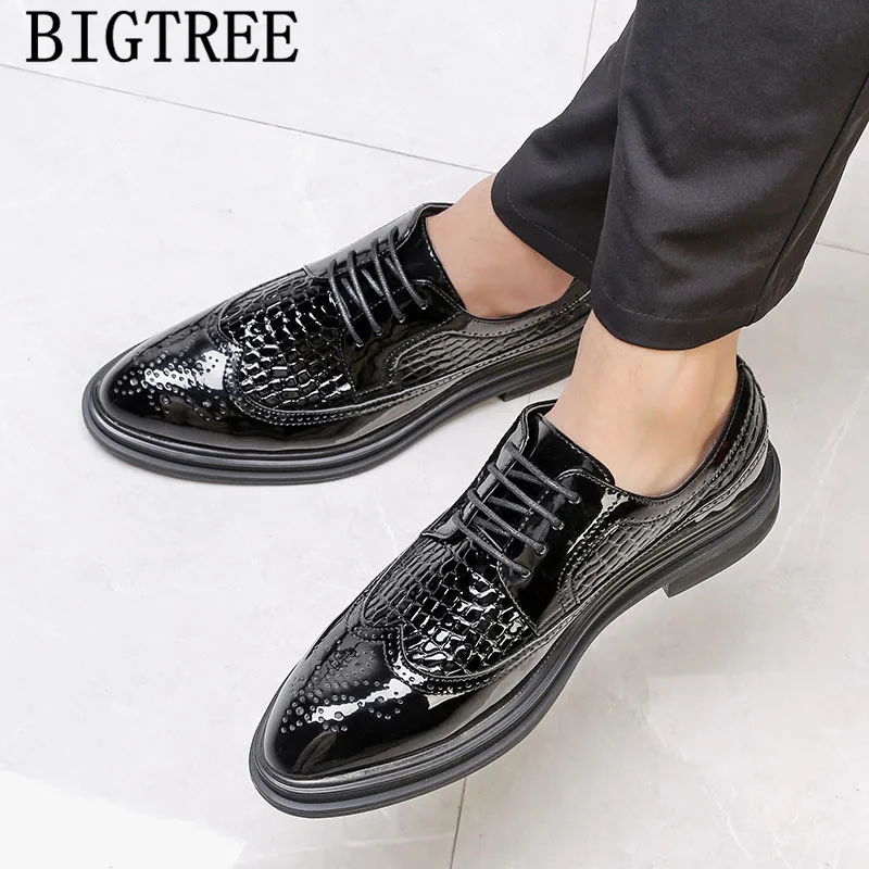Высокое качество Обувь в деловом стиле Мужские нарядные туфли с острыми носками