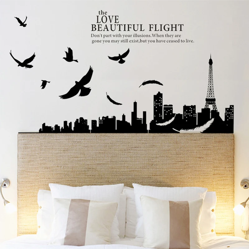 Городской силуэт Цитата Съемный водонепроницаемый гостиная спальня