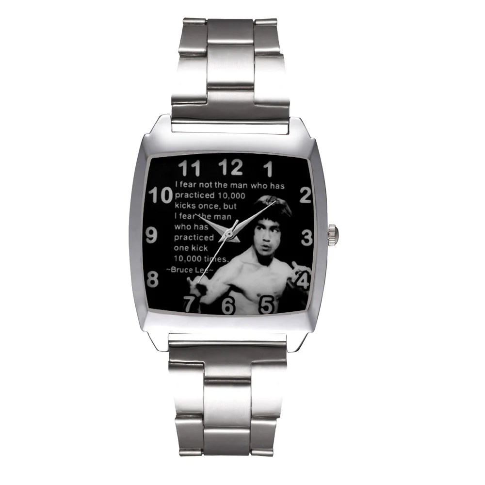 Прямоугольный циферблат Брюса Ли из мультфильма для мужчин женщин студентов