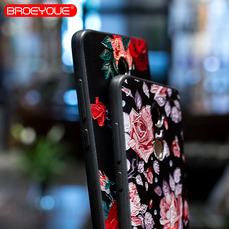 BROEYOUE чехол для Xiaomi Redmi 4X 4A 5A Note 4 рельефный силиконовый с цветами ультратонкие