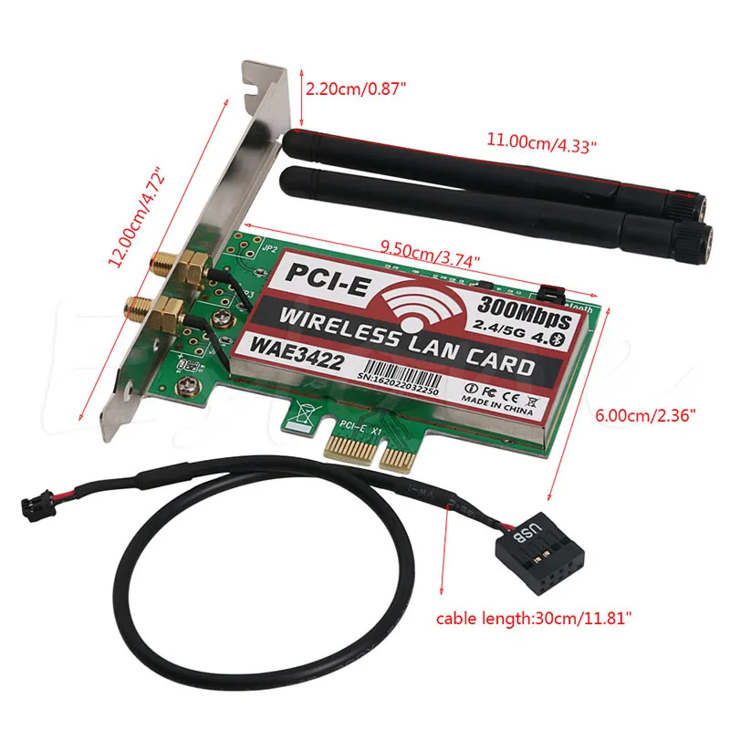 

Dual-Band Bluetooth 4.0 PCI-e PCI 300Mbps Express Card Network Wlan WiFi Adapter Wholesale C26
