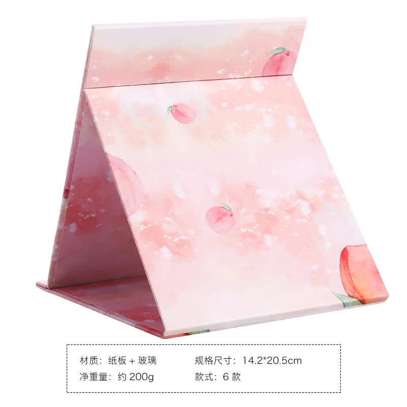 Foldable Fruit Pattern Makeup Mirror Dormitory Dressing Book Desktop Cute Large Portable Flip Student Mirror Angle Adjustable