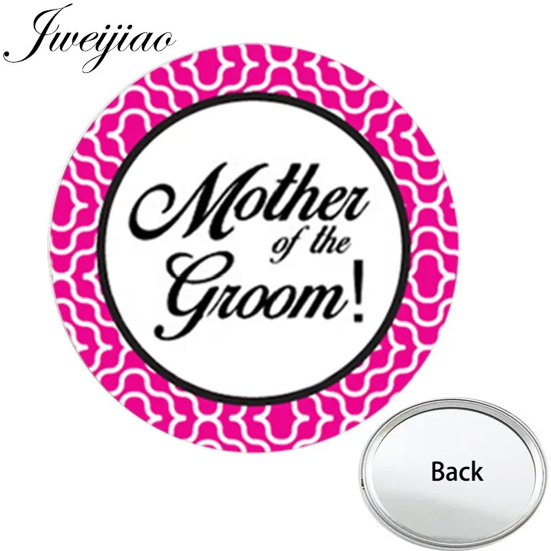 

JWEIJIAO Mother of the Groom One Side Mini Pocket Mirror Wedding Gifts Portable Makeup Vanity Hand Travel Purse Mirror