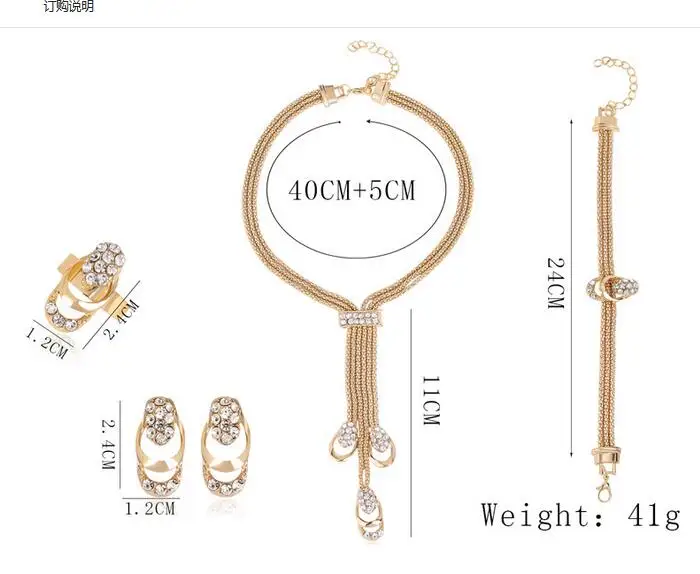 Серебряный кристалл набор ювелирных изделий из четырех частей с сплавом циркона