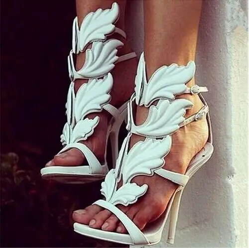 Hot sales gold floral leaves patent leather women sandals peep toe high heels cut-outs gladiator shoes Party Shoes |