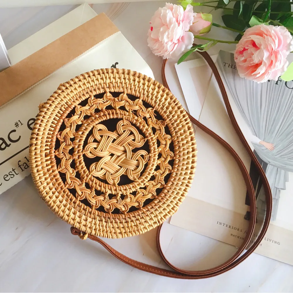 Дропшиппинг 2018 круглый ротанга сумки летняя сумка пляжные для Для женщин ручной