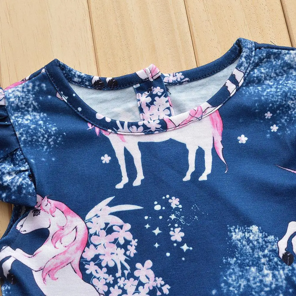 Платье с единорогом для маленьких девочек Новое поступление года Одежда