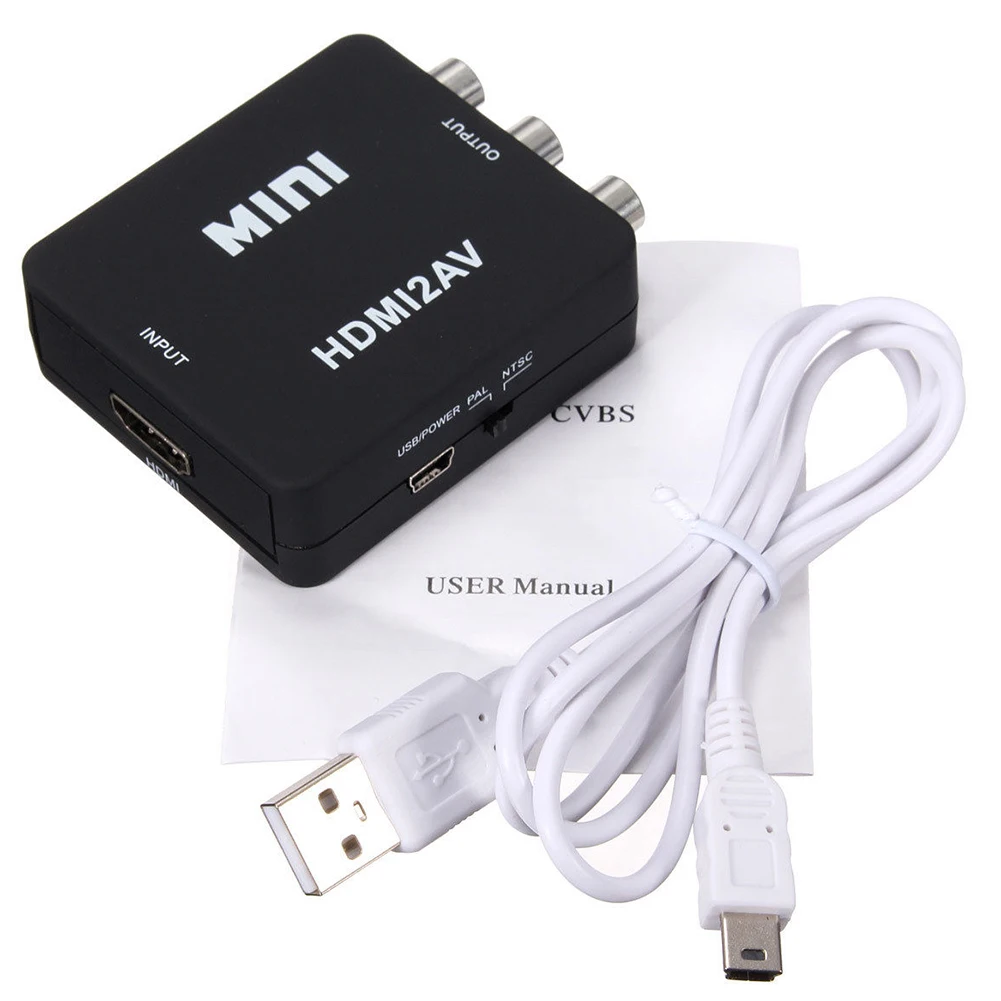 Мини HDMI к RCA композитный видео аудио AV адаптер преобразователь 720P 1080P | Лампы и