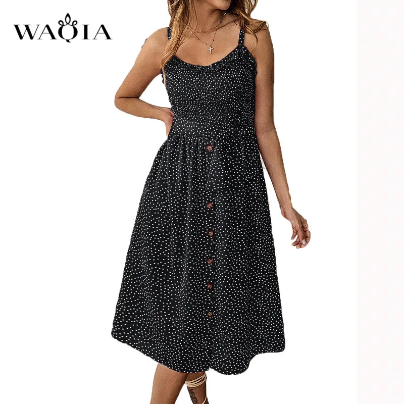 WAQIA 2019 женское летнее Бохо Макси длинное платье Вечеринка пляжные платья Сарафан
