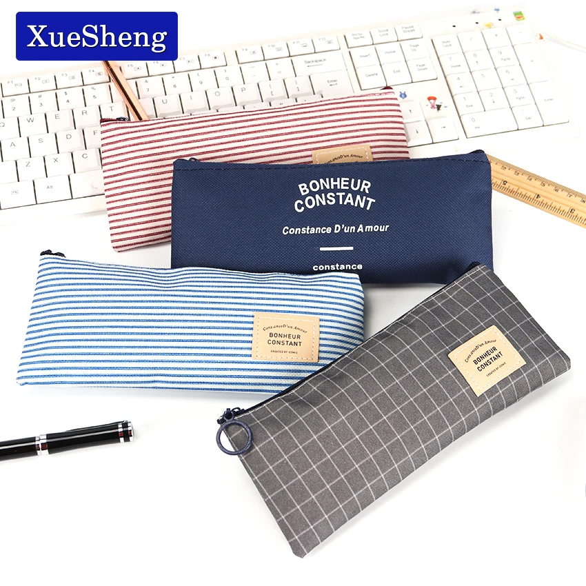 Сумка для карандашей в полоску Компактный стильный холщовый чехол хранения