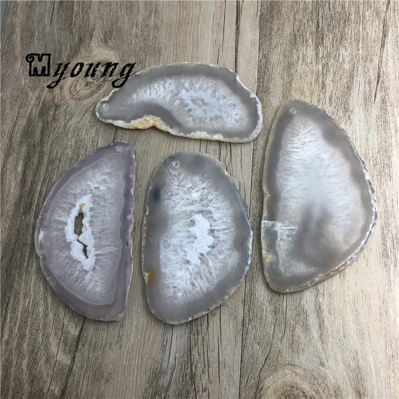 Большой серый кулон с бусинами из кварца Geode Agates необработанные Агаты подвеска