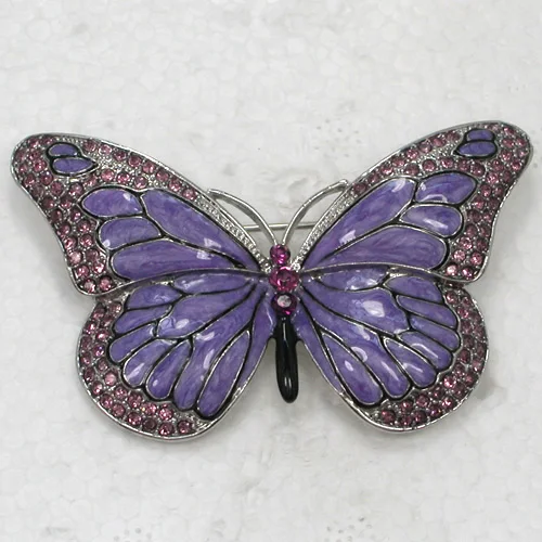 Purple Rhinestone Enamel Butterfly Pin brooches C478 D