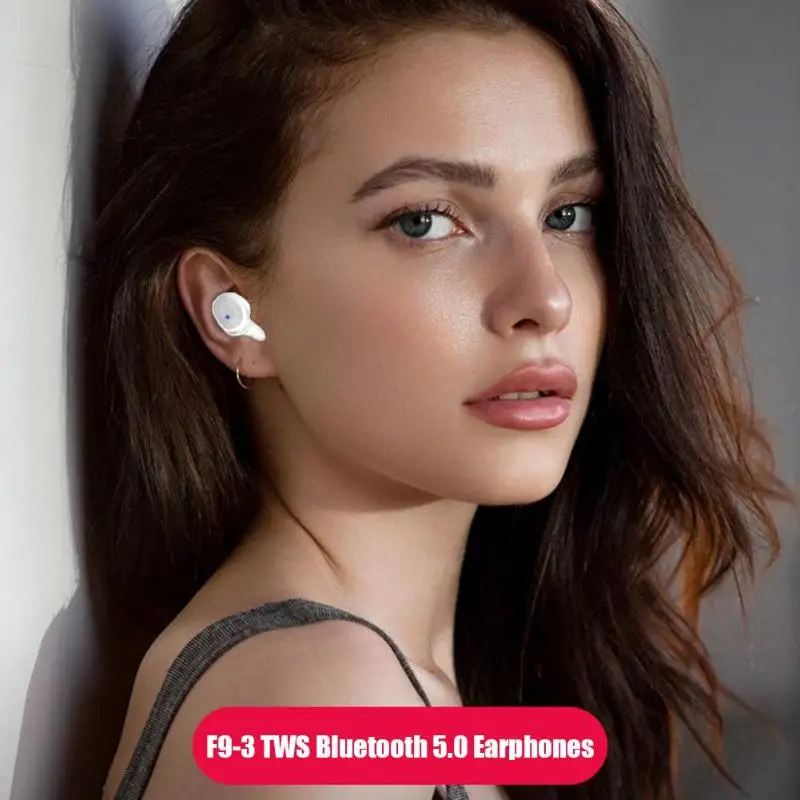 Белые/черные наушники BT 5,0 F9-3 TWS наушники Bluetooth 5,0 Беспроводные спортивные наушники с зарядным устройством для Xiaomi Apple huawei