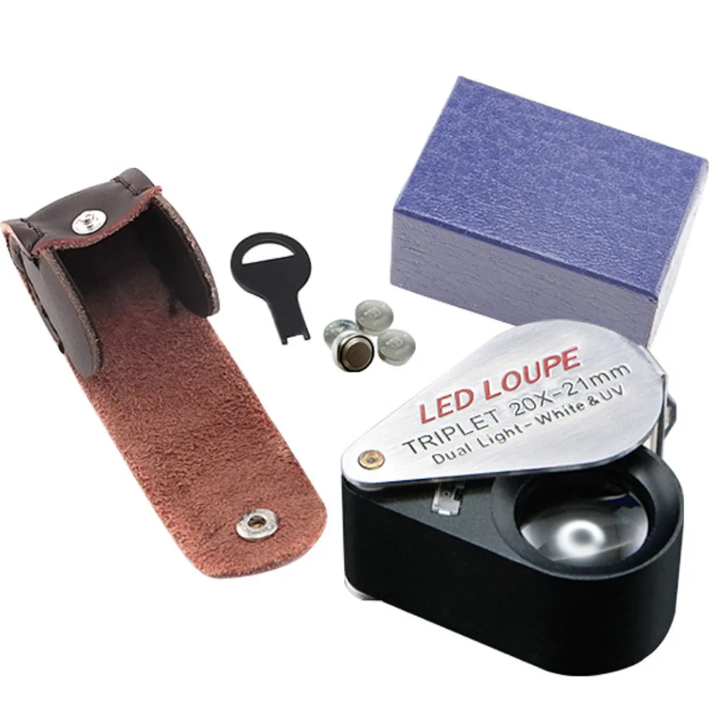 Мини 20X увеличение складной Ювелир Лупа 21 мм тройник Оптическое стекло объектив +