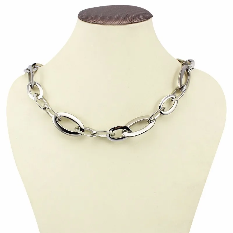 Серебряный Цвет Цепочки и ожерелья Нержавеющая сталь Мода Ссылка колье цепь