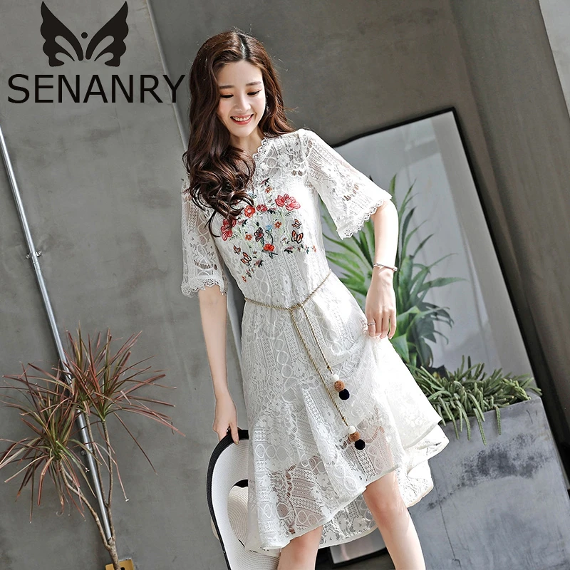 Senanry 2017 новое летнее модное платье с вышивкой в богемном стиле повседневные