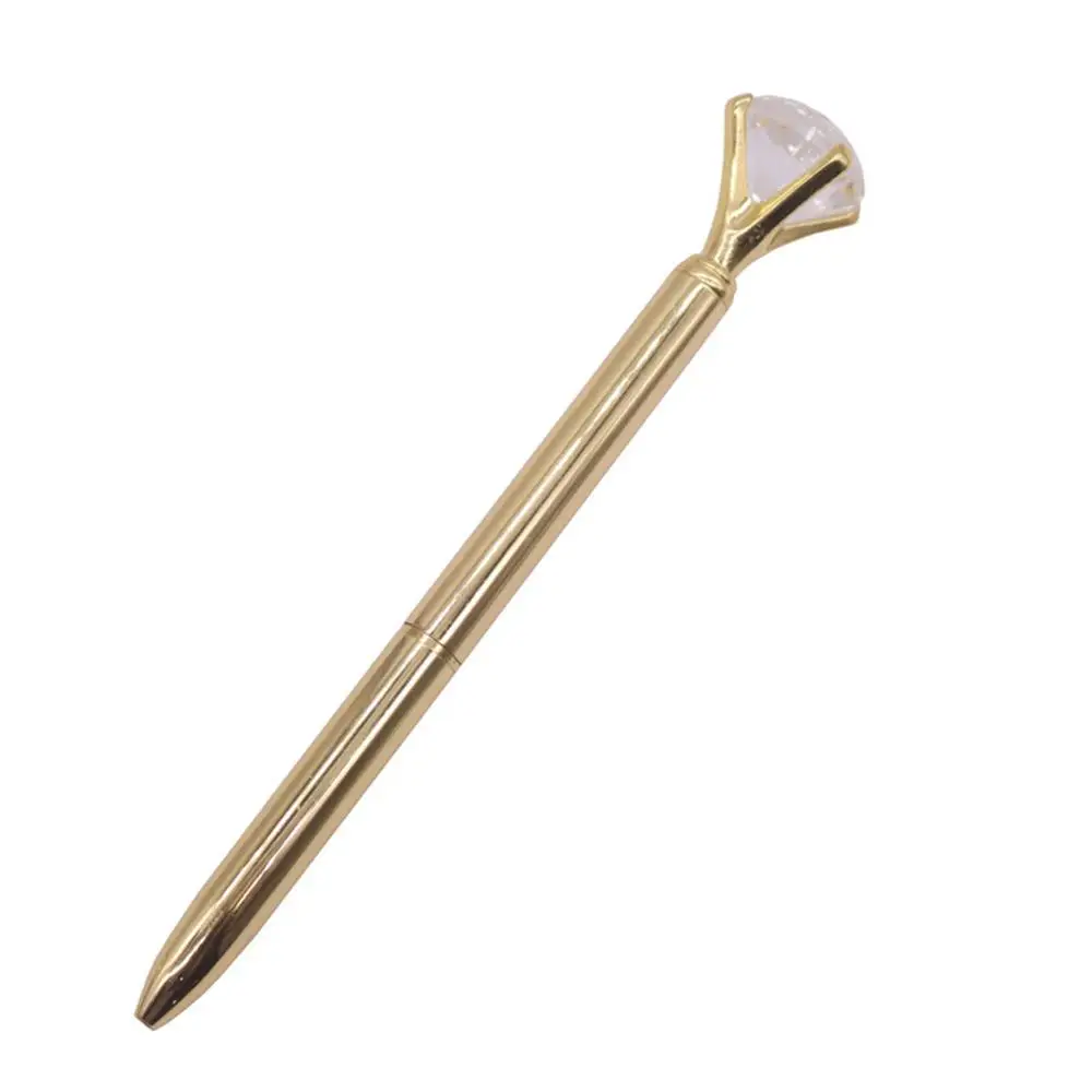 Plated 100 pcs 100 шт Роскошная кристальная ручка 14 см длинная Алмазная вафельная металлическая шариковая ручка 0,7 мм синяя ручка для письма Студенческая школьная Подарочная шариковая ручка - Цвет: Plated 100 pcs