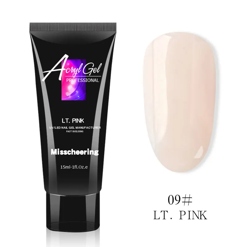 09 LT. Pink 15 мл кристаллический удлиняющий УФ-гель для наращивания ногтей светодиодный гель для дизайна ногтей Гель-лак желе акриловый строительный УФ-гель для ногтей полигель 9 цветов - Цвет: 09 LT. Pink