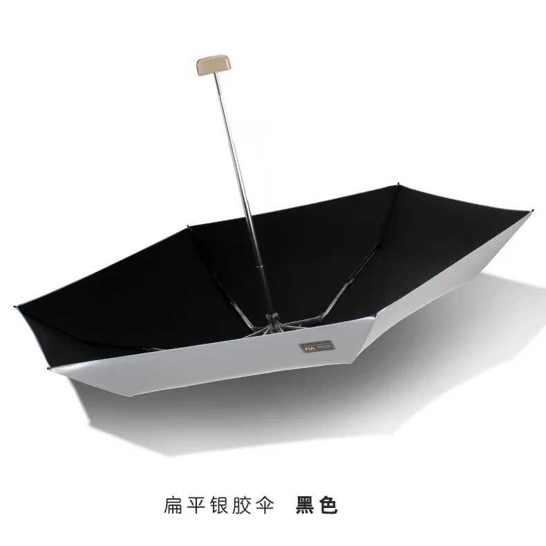 Серебристый ультралегкий зонт от солнца с защитой УФ лучей мини Карманный