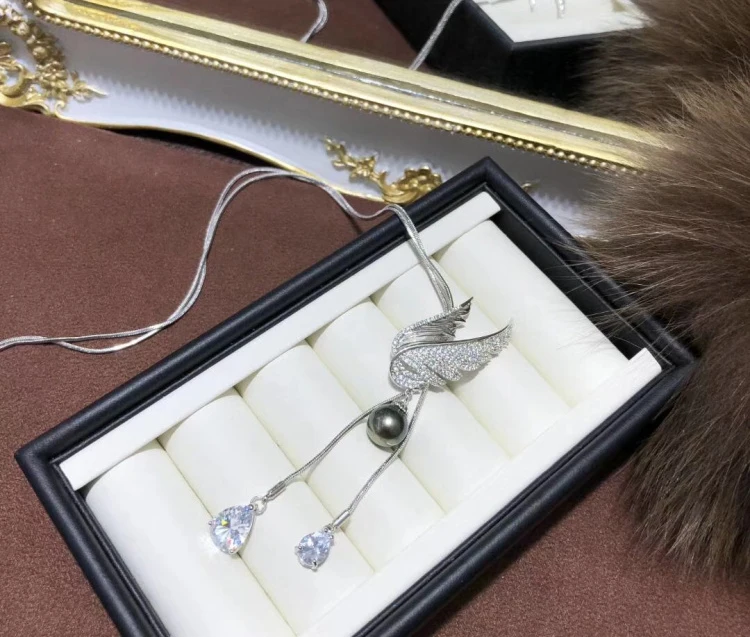 14K позолоченная цепочка для свитера с дизайном в форме крыльев Ангела подвеска