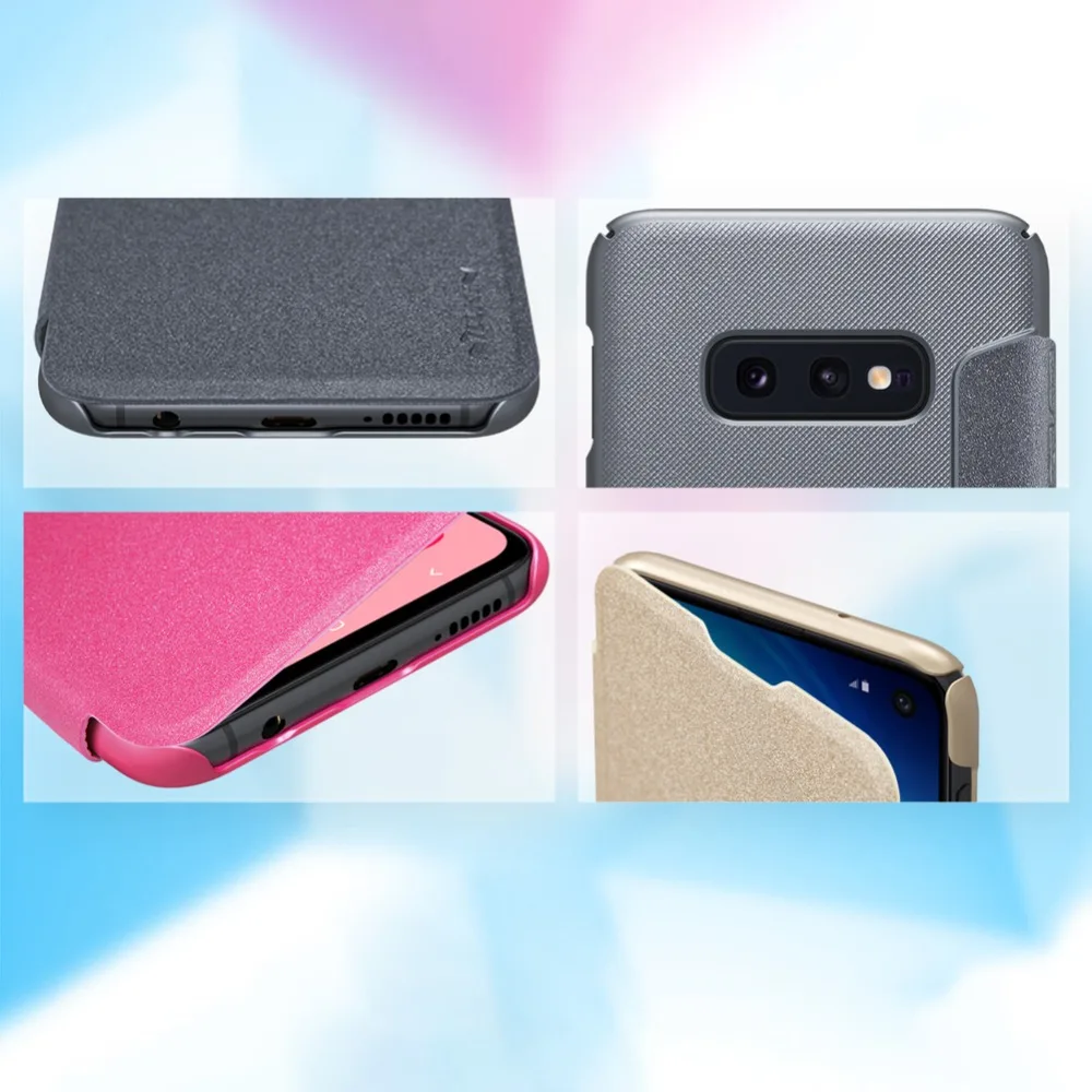 Блестящий кожаный чехол NILLKIN 10 шт./лот для Samsung Galaxy S10e книжка из искусственной кожи