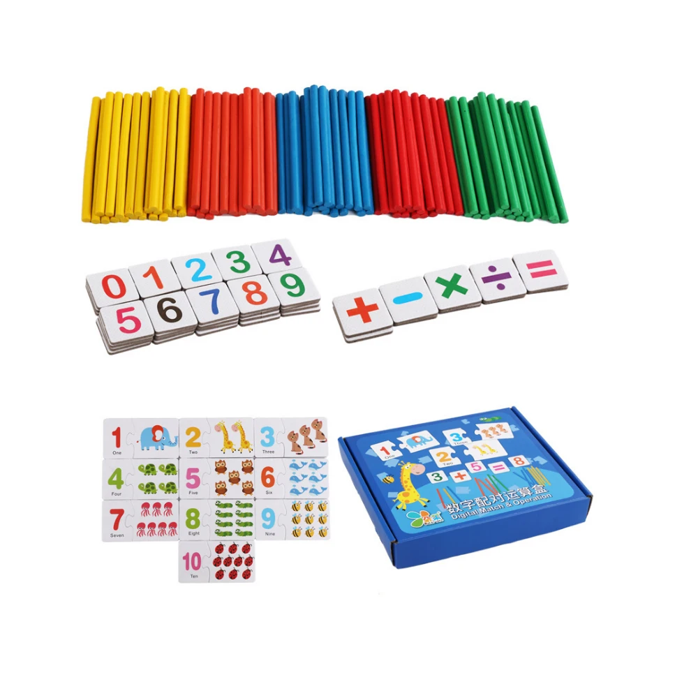 Детские материалы Монтессори учатся подсчитывать цифры соответствующие