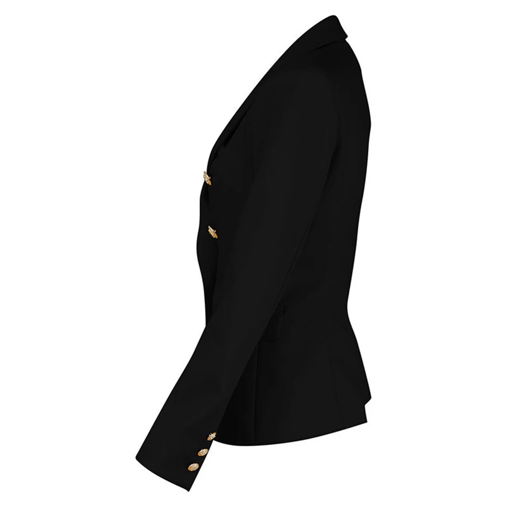 SANWOOD Work Office Lady Solid Color Lapel Long Sleeve Double Breasted Pocket Women's Spring Autumn Slim Fit Suit Blazers