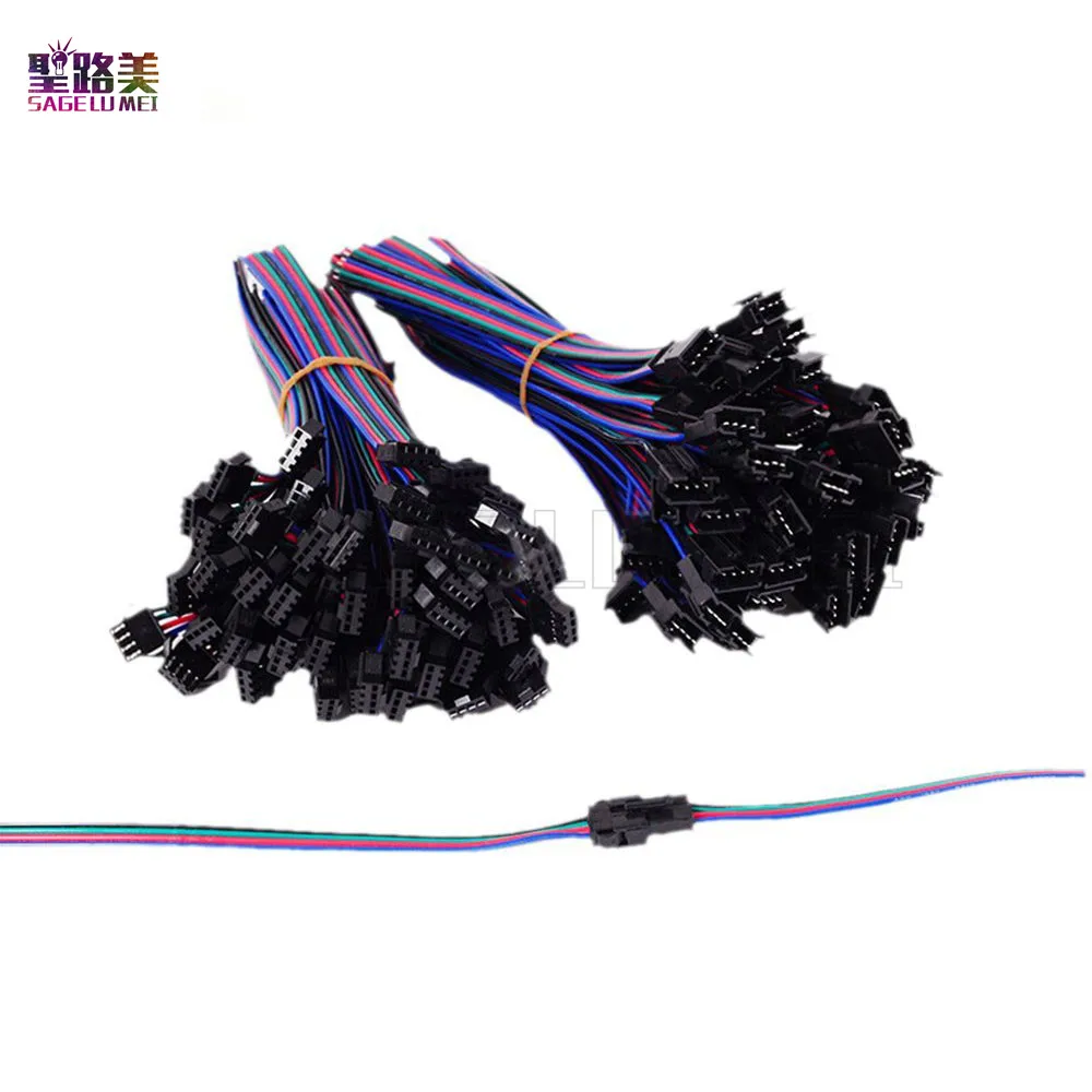 100 пара 4 Pin JST SM разъем мужчин и женщин JST SM разъем кабеля для 5050/3528 RGB Светодиодные ленты света