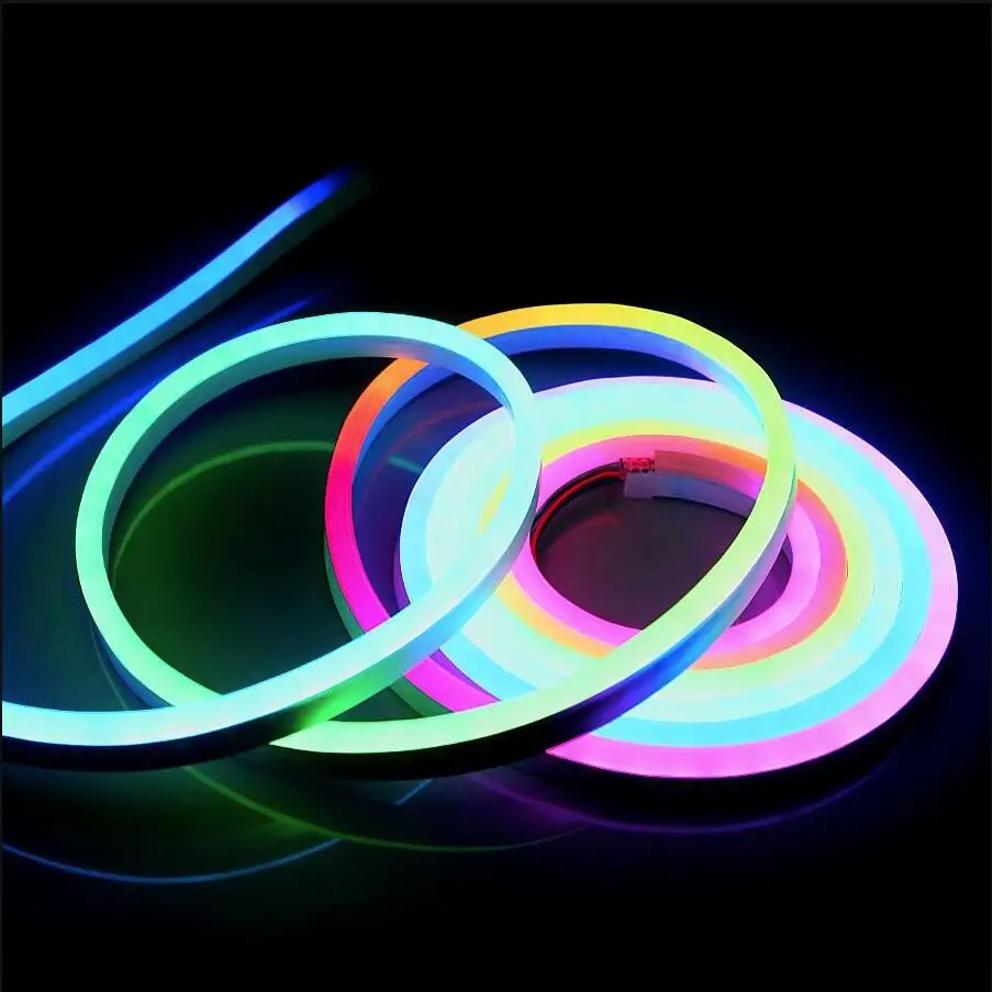 5 M DC12V 24 V Водонепроницаемый RGB светодиодный неоновый свет WS2811 IC гибкая неоновая
