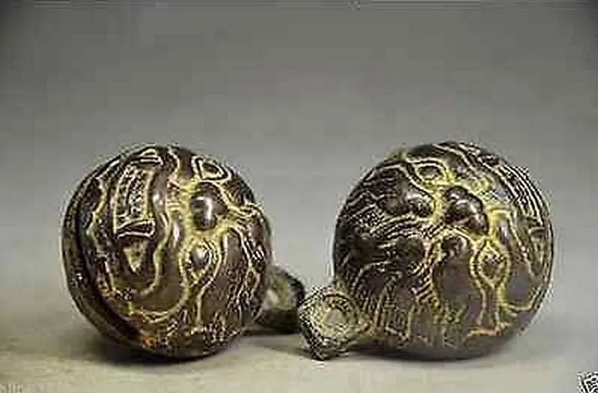 

One pair of Chinese Copper animal statue bell pendants