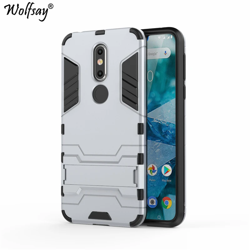 Wolfsay Cover For Nokia 7.1 Case Slim PC + Soft Rubber Armor Phone Fundas for TA-1085 TA-1100 |